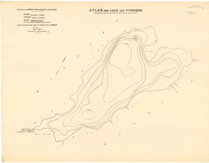Carte bathymétrique du lac de Migouélou (1913)
